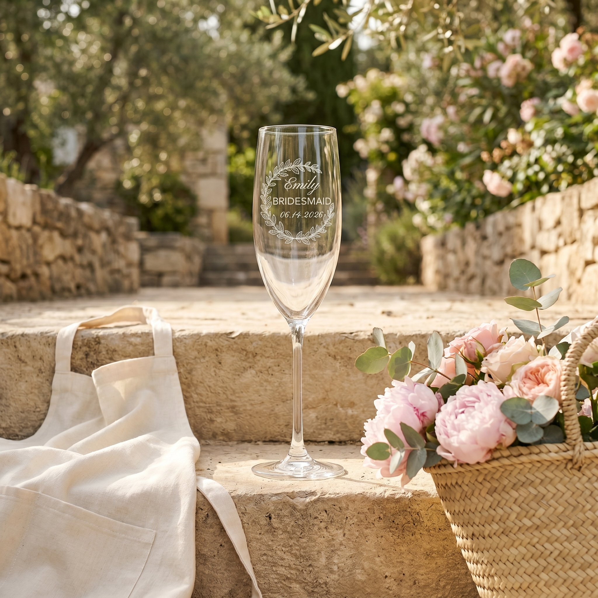 A soft garden basket with flowers and linen ready for a picnic.